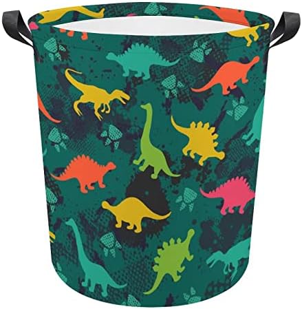 T-rex Dinozor Yeşil Camo Büyük çamaşır sepeti Sepet Çanta Yıkama Kolları ile Üniversite Yurt için Taşınabilir