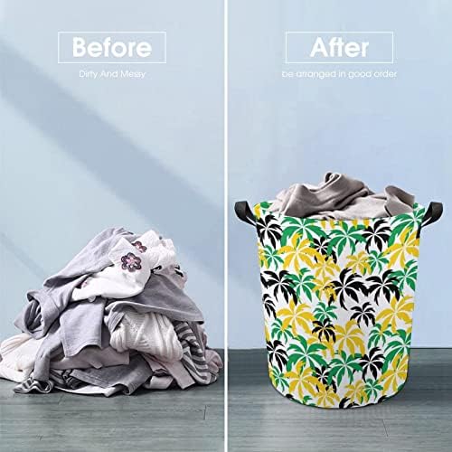 Palmiye ağacı Jamaika büyük çamaşır sepeti sepet çanta yıkama üniversite yurt için kolları ile taşınabilir