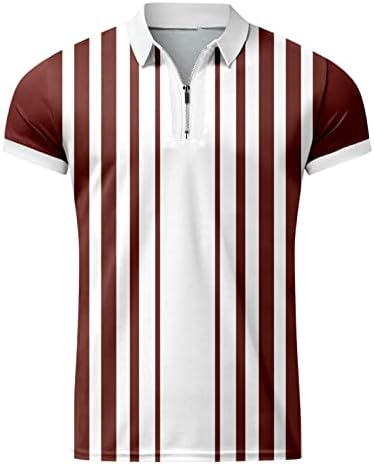 Erkek Vintage Çizgili POLO tişört Rahat Retro Renk Kontrast golf tişörtü Slim Fit Yaka Polo Baskı Golf Üstleri