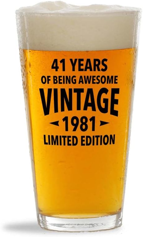 Kabarcık Sarılmalar Vintage Doğum Günü Bira Bardağı 16oz-Vintage 1981 Sınırlı Sayıda - 41. Doğum Günü Kıdemli Yıl