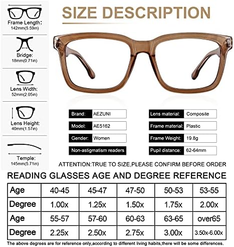 AEZUNI Bifokal okuma gözlüğü kadın büyük kare mavi ışık bilgisayar okuyucular 1.0 1.25 1.5 1.75 2.0 2.25 2.5 2.75