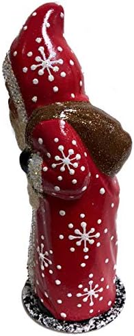 Pinnacle Peak Ticaret Şirketi Ino Schaller Kar Tanesi Kaplamalı Kırmızı Noel Baba Alman Kağıt Mache Şeker Kabı