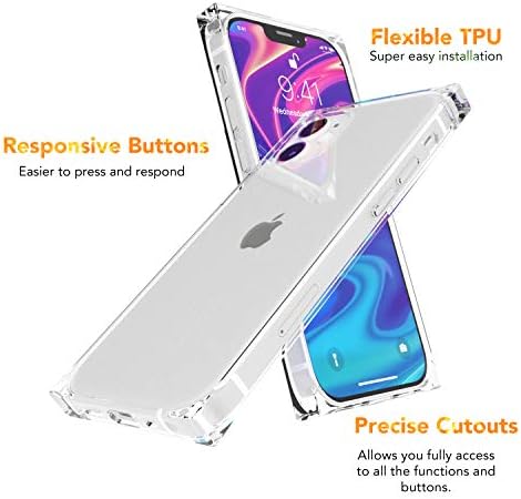 ANHONG Kare Şeffaf Kılıf, iPhone 12/12 Pro 6.1 İnç ile Uyumlu, kristal Yumuşak TPU Kauçuk Jel Kapak Esnek Şok Emme