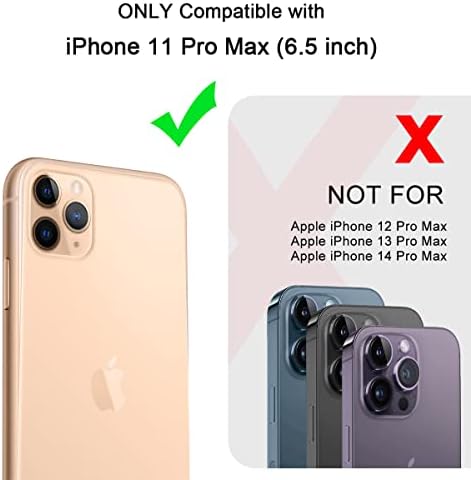 Hekodonk iPhone 11 PRO MAX durumda, Rotasyon Halkası Kickstand ile Ağır Hizmet Tipi, Temperli Cam Ekran Koruyucu Tam