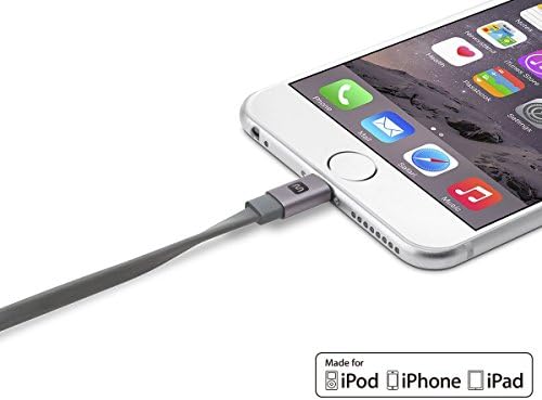 Monoprice Cabernet Serisi Apple MFi Sertifikalı Düz Yıldırım USB Şarj ve senkronizasyon kablosu - 4 Ayak Siyah iPhone