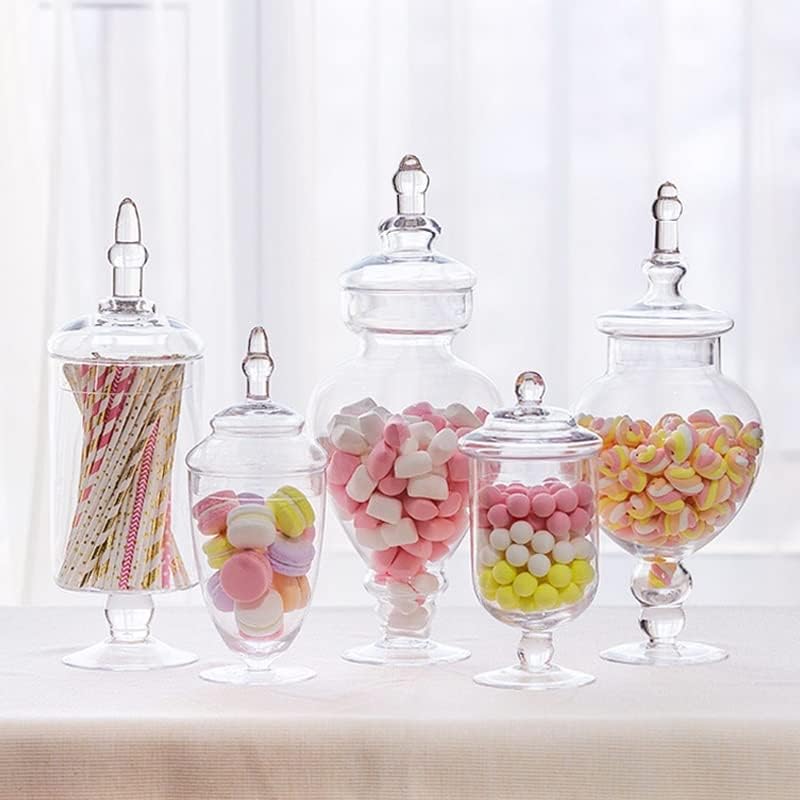 XBWEI 5 adet şeker kavanozu Tatlı Şeker Depolama Şişeleri saklama kavanozları Cam Kaplar Kaplı Düğün Parti masa süsü