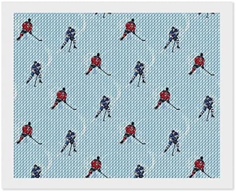 Buz Hokeyi Oyuncuları Elmas Boyama Kitleri 5D DIY Tam Matkap Taklidi Sanat Duvar Dekor Yetişkinler için 16x 20