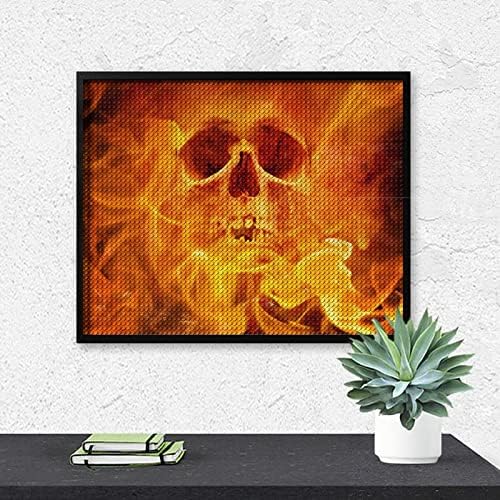 Yangın Flaming Skull Elmas Boyama Kitleri 5D DIY Tam Matkap Taklidi Sanat Duvar Dekor Yetişkinler için 16x 20
