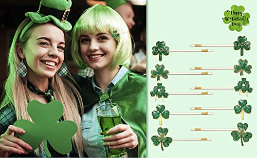 10 ADET Aziz patrick Günü Shamrock Saç Klipleri Glitter Yeşil Yaprak Tokalar Komik İrlandalı Yeşil Şanslı Yonca saç