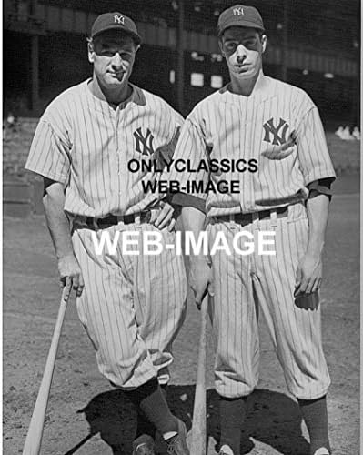 Sadece Klasik Beyzbol Harikaları Lou Gehrig ve Joe DiMaggio 8X10 Fotoğraf New York Yankees Americana