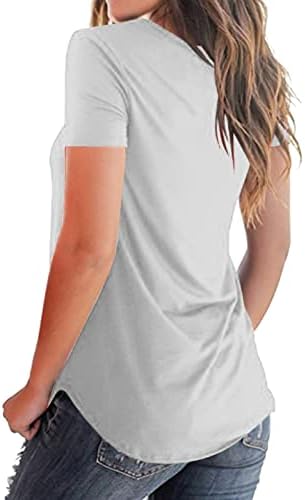Uzun Kollu T Shirt Kadın Paketi Kadın Rahat Yaz V Boyun Kısa Kollu Baskı Tunik Üst Konfor Bluz Gömlek