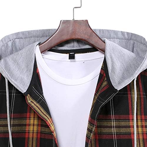 Erkekler için ceketler, açık Temel Gömlek Erkek Açık Uzun Kollu Bahar Fit Yumuşak Gömlek İpli Ekose İnce Hoodies14