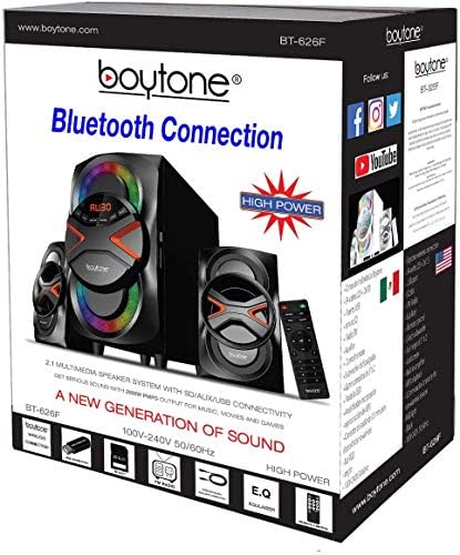 Boytone BT-626F, 2.1 Bluetooth güçlü ev ses hoparlör sistemi, FM radyo, SD yuvası, USB bağlantı noktaları, dijital