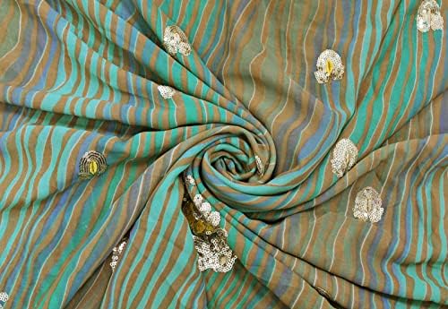 Peegli Vintage Renkli Sari Georgette Tekstil Kumaş Combo 4 Çiçek ve İşlemeli DIY Zanaat Sarees