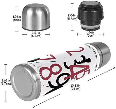 Vintage Numarası Koleksiyonu Vakum Yalıtımlı Paslanmaz Çelik Termos Şişeler 16 oz, Kullanımlık Sızdırmaz BPA Içermeyen