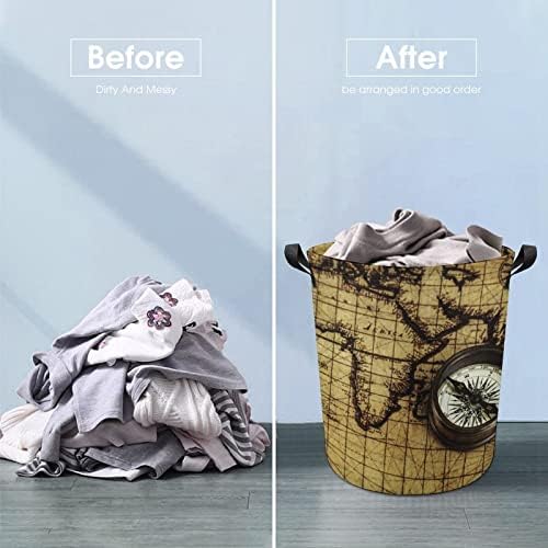 Retro Küre Haritası Pusula çamaşır sepeti Katlanabilir çamaşır sepeti giysi çantası saklama kutusu Kolları ile Ev