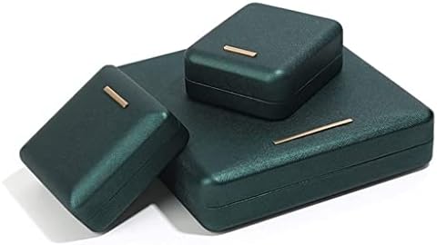 Kalın Koyu Yeşil Pu Deri Takı ambalaj kutusu Metal Demir Embriyo Takı Hediye Kutusu Önerisi Yüzük kolye kutusu Kutusu