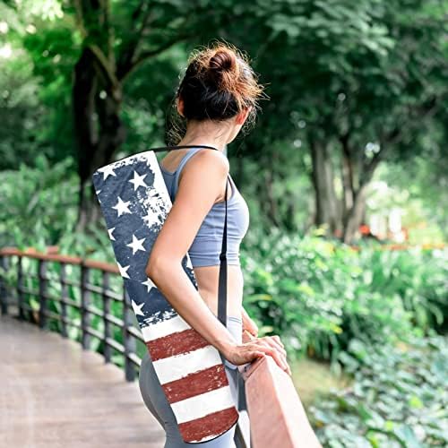 Grunge Amerikan Bayrağı Yoga Mat Çanta Tam Zip Yoga Taşıma Çantası Kadın Erkek, egzersiz yoga matı Taşıyıcı Ayarlanabilir