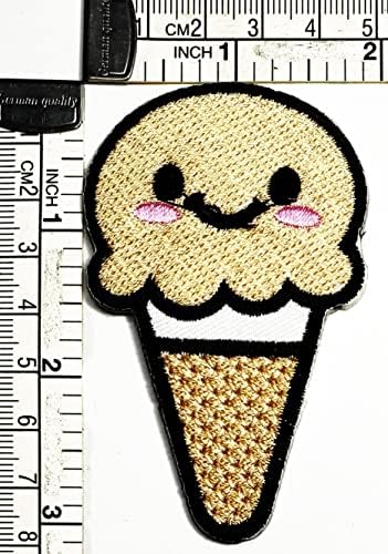 Kleenplus Gülen yüz Tatlı Dondurma Koni Yama Sevimli Dondurma Karikatür Demir on Patch İşlemeli Aplike Yama dikmek