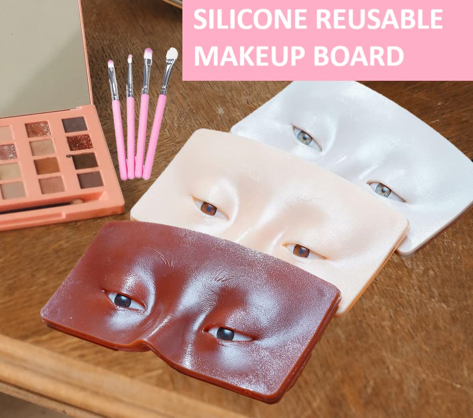Silikon Göz Makyajı Uygulama Panosu: Makyaj yapmak için Mükemmel yardım-5 adet Kozmetik Fırça Seti (Kırmızı)ile Yüz