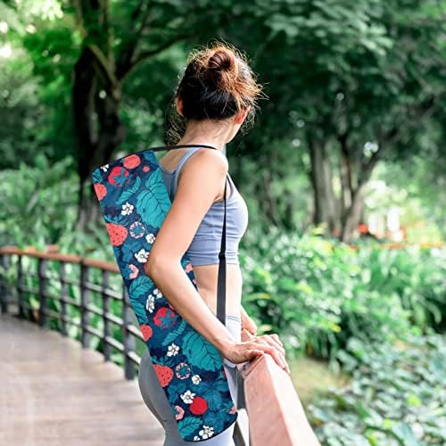 RATGDN Yoga Mat Çantası, Çilek Yaprakları egzersiz yoga matı Taşıyıcı Tam Zip Yoga Mat Taşıma Çantası Ayarlanabilir