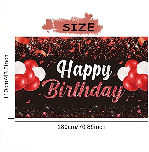 Trgowaul Mutlu Yıllar Afiş Zemin-Kırmızı Siyah Doğum Günü Partisi Süslemeleri, Doğum Günü Partisi Malzemeleri Çocuklar