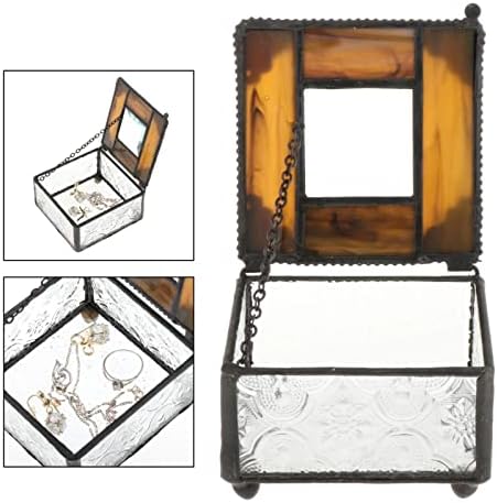 ASDFGH Retro Şeffaf cam saklama kutusu Hatıra Takı Biblo Kutuları Ev Mücevher Kutusu (Renk: A, Boyut : Bir Boyut)