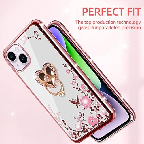 ıphone 14 Plus için Kılıf 6.7, iPhone 14 Plus Telefon Kılıfı Kadınlar için Glitter Kristal Yumuşak Bling Sevimli Kelebek