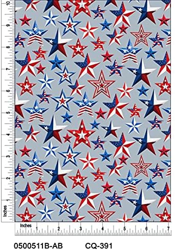 Amerikan Yıldız Desen Baskılar Pamuk Kapitone Kumaş Bahçesinde tarafından (Gri, Mavi, Kırmızı)