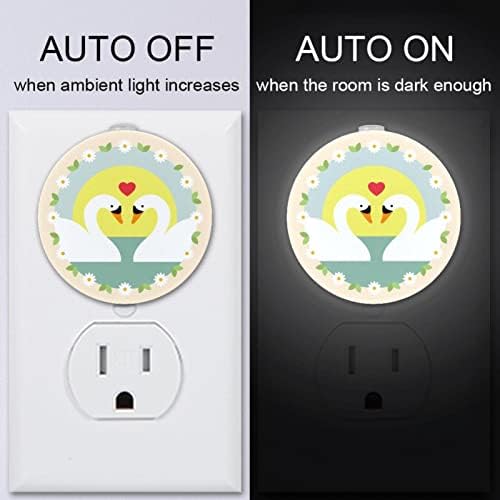 2 Paket Plug-in Gece Lambası LED Gece Lambası Seven Kuğular Alacakaranlıktan Şafağa Sensörü Çocuk Odası, Kreş, Mutfak,