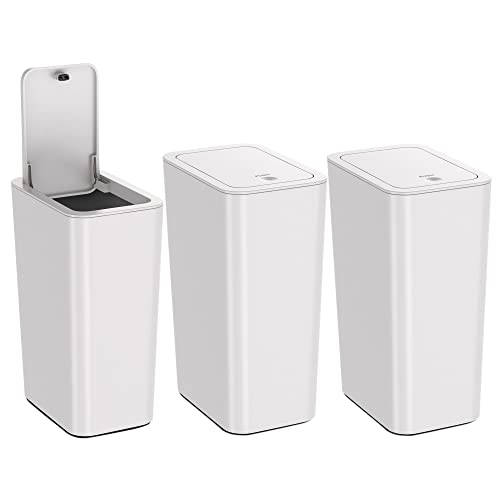 Kapaklı NetDot Banyo çöp tenekesi 3'lü Set, 2'li Paket 3.4 Gal 13L İnce Mutfak Çöp Tenekesi ve 1'li Paket 2.6 Gal
