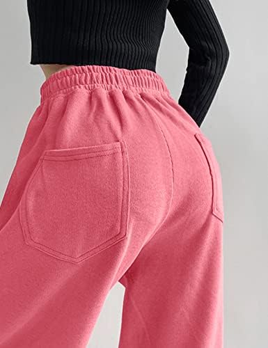 COZYPOIN Bayan Rahat Geniş Bacak Sweatpants Baggy Yoga Pantolon Yüksek Bel Salonu Joggers Sweatpants Cepler
