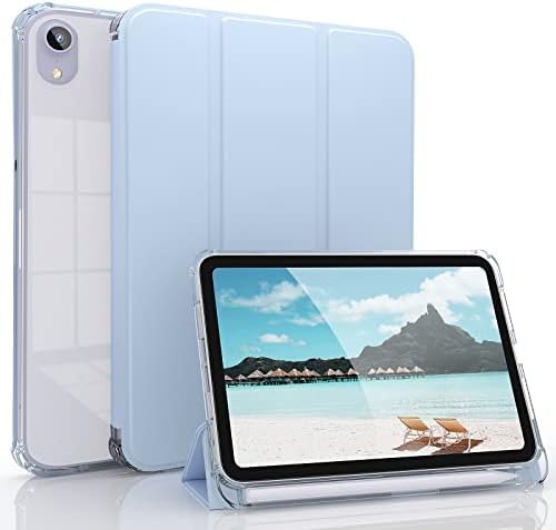 JKSML İnce iPad kılıfı Mini 6 2021 (8.3 inç)-[Dahili kalemlik] Darbeye Dayanıklı Kapak Şeffaf Şeffaf Arka Kabuk, iPad