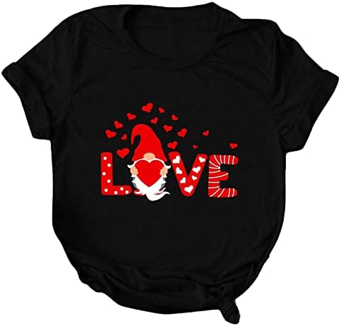 Sevgililer Günü Eşleştirme Tee Gömlek Çiftler için Dudaklar Aşk Kalp Gnome Baskı Kısa Kollu O Boyun T-Shirt Karı Koca