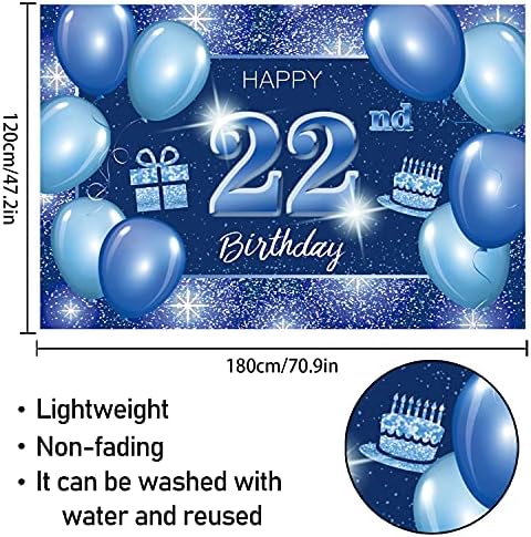 Mutlu 14th Doğum Günü Backdrop Banner Dekor Mavi Nokta Glitter Sparkle 14 Yaşında Doğum Günü partisi Tema Süslemeleri