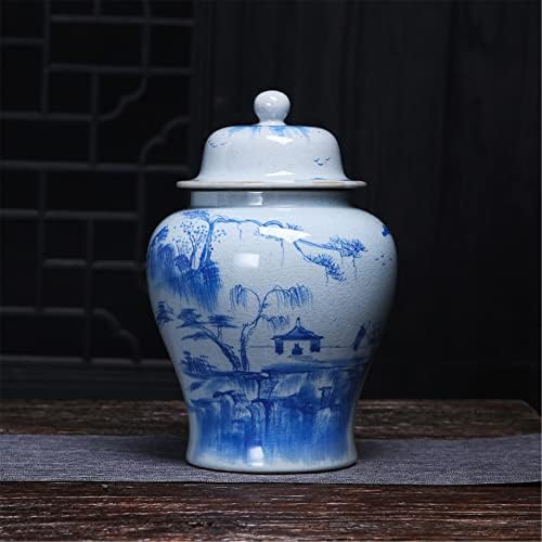 Seramik Kavanozlar, Çay Kavanozu, Çin Tarzı Saklama Kavanozları, Ev Dekorasyonu için Mavi ve Beyaz Zencefil Kavanozları