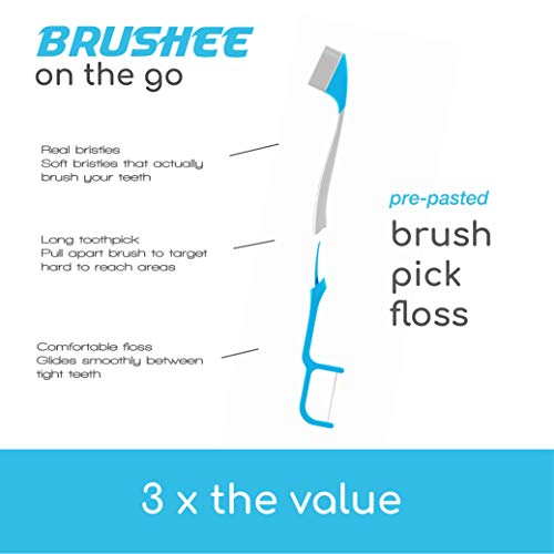 Brushee-Ağız Bakımının Evrimi / 3'ü 1 Arada Alet (Önceden Yapıştırılmış Mini Fırça + Diş İpi + Toplama) / Ayrı Ayrı