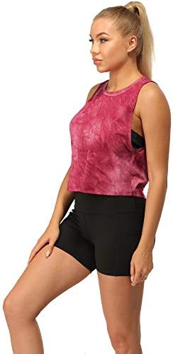 ıcyzone kadın Kravat Boya Tenis Tankı Aç Geri Yoga Egzersiz Egzersiz Kırpma Üstleri, spor gömlekler