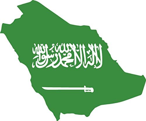 Harita İçinde Bayrak ile Suudi Arabistan 4x4. 5 Sticker Çıkartma kalıp Kesim Vinil Yapımı ve Sevk ABD