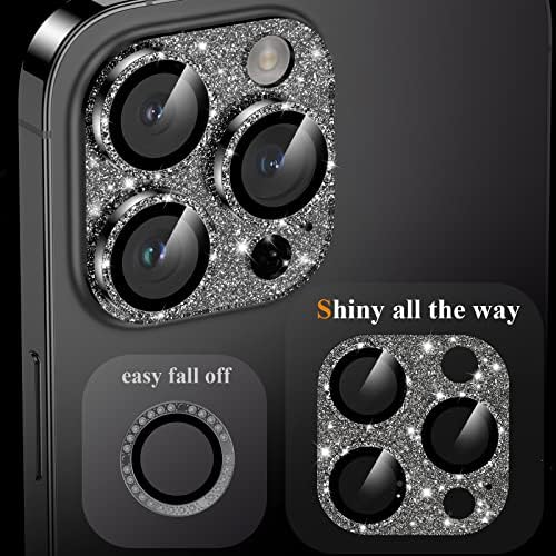 YWXTW iPhone 13 Pro / iPhone 13 Pro Max Kamera Lens Koruyucu, [4. Nesil Yeni Bling Tasarım] Glitter Parlak Elmas Metal