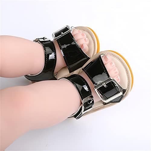 Bebek Erkek Kız Burnu açık Düz ayakkabı İlk Yürüyüşe Ayakkabı Yaz Toddler düz Sandalet Çocuk ev terlikleri (Siyah,