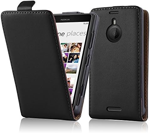 Cadorabo Kılıf Nokia Lumia 1520 ile Uyumlu Havyar Siyah - Flip Tarzı Durumda Pürüzsüz Suni Deriden yapılmış-Cüzdan