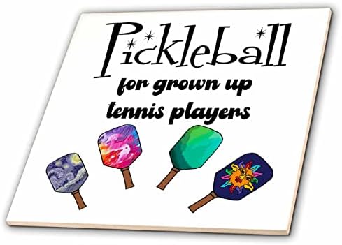 Yetişkinler için 3dRose Komik Pickleball Tenis Oyuncuları Spor Karikatür Kürekler-Fayans (ct_355091_1)