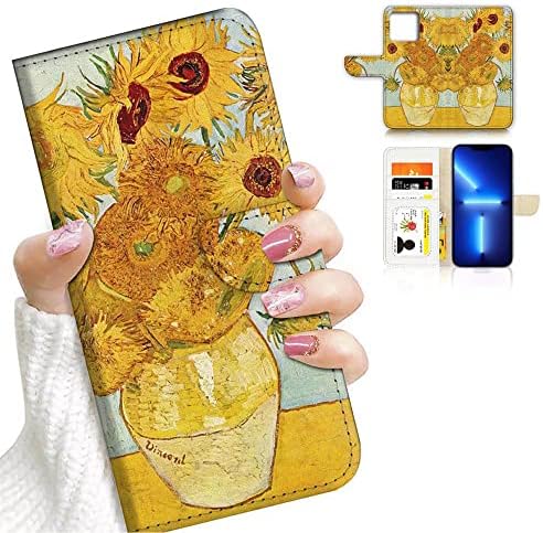 AJOURTEK iPhone 13 Pro, Sanat Tasarlanmış cüzdan kılıf Tarzı Kapak Kılıf Vincent Van Gogh Boyama Tam Vücut Koruma