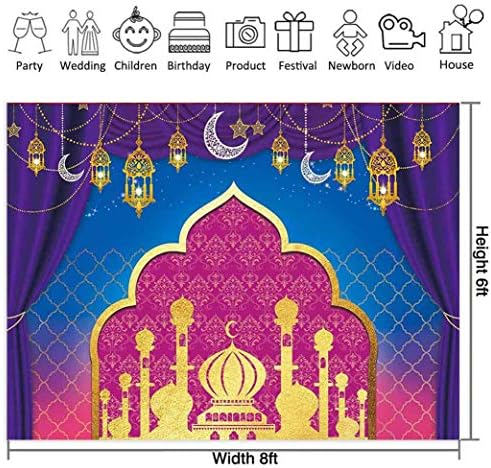 Allenjoy 8x6ft Nights Sihirli Genie Tema Zemin Arap Fas Doğum Günü Partisi Dekor Banner Altın Glitter Hint Prenses