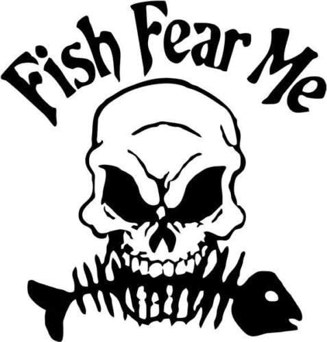 Balık Fear Me Kafatası Balıkçılık Sporcu Araba Kamyon Windows Dekor Çıkartması Sticker-Pencereler, arabalar, kamyonlar,
