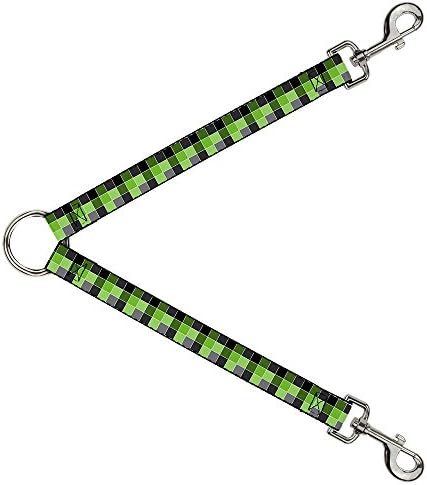 Toka-Aşağı Köpek Tasma Splitter Checker Mozaik Yeşil 1 Ayak Uzun 1 İnç Genişliğinde