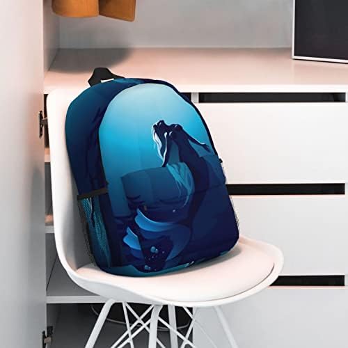 EWMAR mavi denizkızı 15 inç hafif öğrenci sırt çantası seyahat sırt çantası bilgisayar çantası baskı