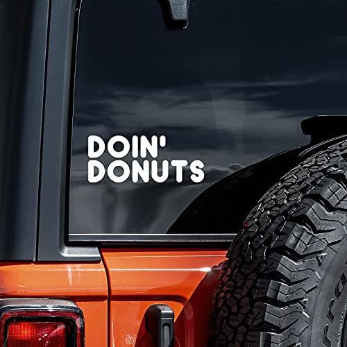 Yapıyor Donuts Çıkartması vinil yapışkan Oto Araba Kamyon Duvar Dizüstü / Beyaz / 5.5 x 3