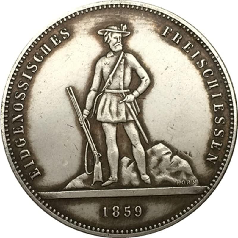 1859 İsviçre Paraları Bakır Gümüş Kaplama Antika Paralar Paralar El Sanatları Koleksiyonu Darbe Olabilir